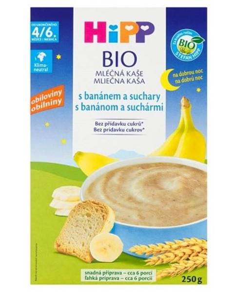 HIPP BIO Mliečna kaša dobrú noc s banánom a suchármi 250 g