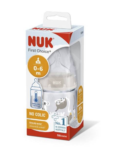 NUK FC+ Fľaša s kontrolou teploty 150 ml +  silikónový cumlík M 0-6 mesiacov 1 ks
